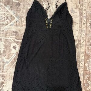 Victoria's Secret Black Lace Dress with Gold Accents